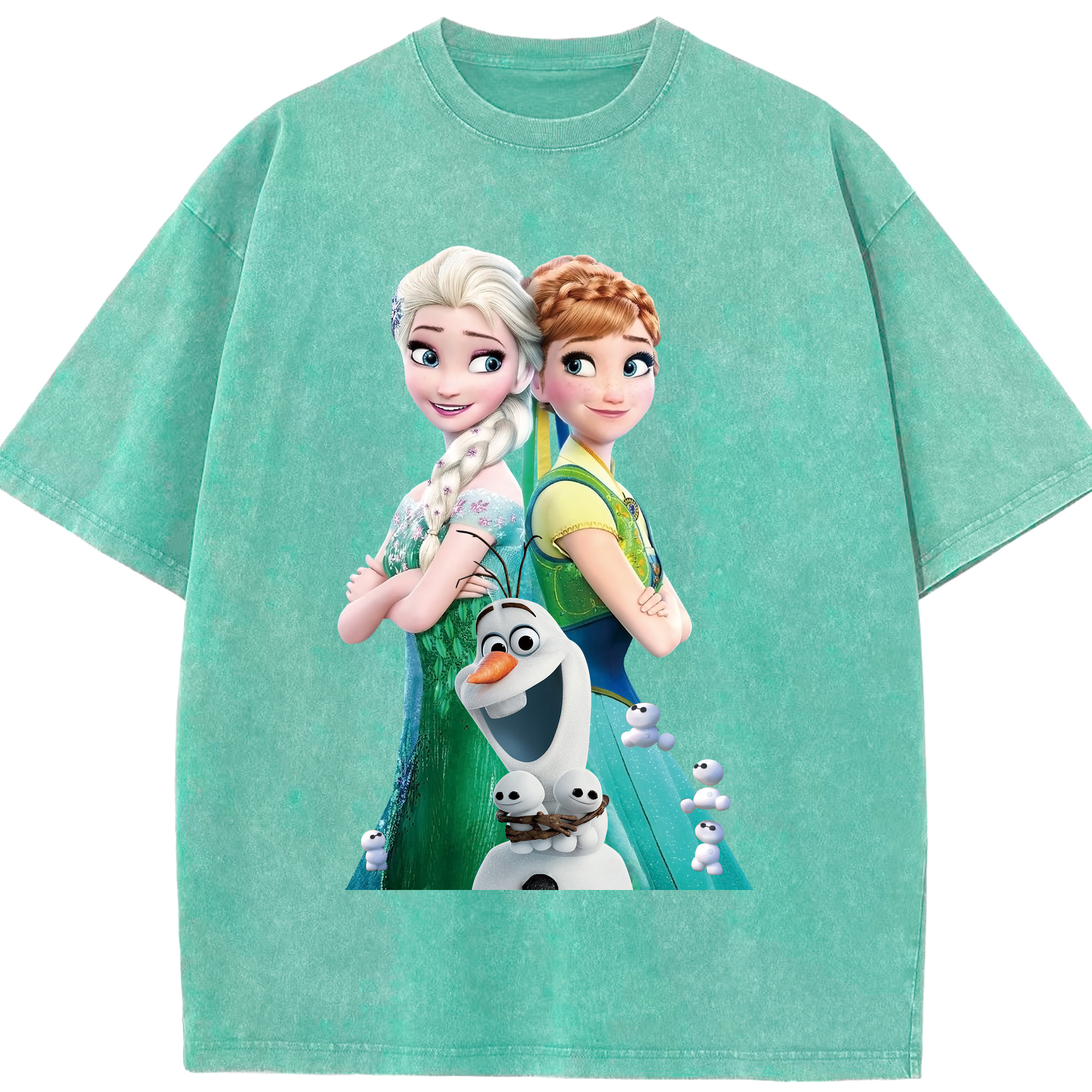 （画像用） アナと雪の女王 アンナ エルサ Frozen Anna Elsa 綿100% ヴィンテージ風 半袖Tシャツ（フロントプリント）